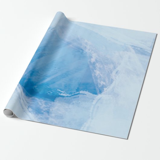blauw ijs abstract cadeaupapier (Uitgerold)