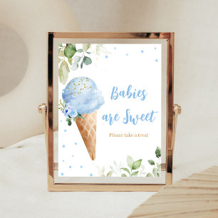 Blauw Ijs Baby Shower Baby's zijn Lief Bord Poster