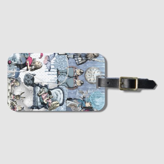 Blauw ijs Glitter Alice in Wonderland Bagagelabel (Voorkant (horizontaal))