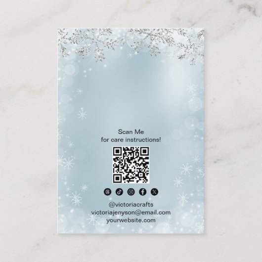 Blauw ijs glitter logo sieraden oorbel display visitekaartje (Achterkant)