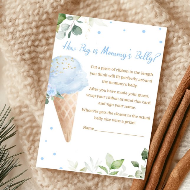 Blauw Ijs Hoe Groot Is Mama's Buik Spel (Ice Cream Baby Shower How Big is Mommy's Belly Game)