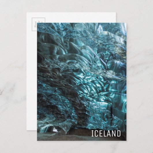 Blauw ijs in een ijskolf, IJsland Briefkaart (Voorkant / Achterkant)