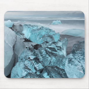 Blauw ijs op strand landschap, IJsland Muismat