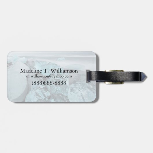 Blauw ijs op strandkaap, IJsland Bagagelabel (Achterkant horizontaal)