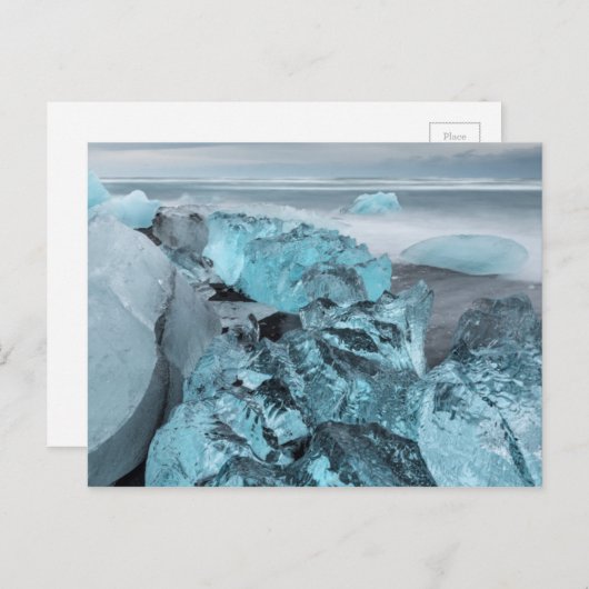 Blauw ijs op strandkaap, IJsland Briefkaart (Voorkant / Achterkant)
