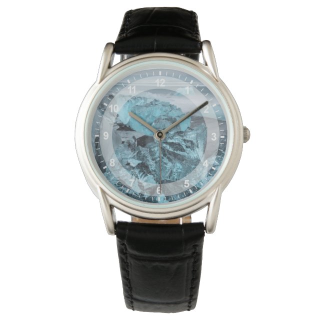 Blauw ijs op strandkaap, IJsland Horloge (Voorkant)