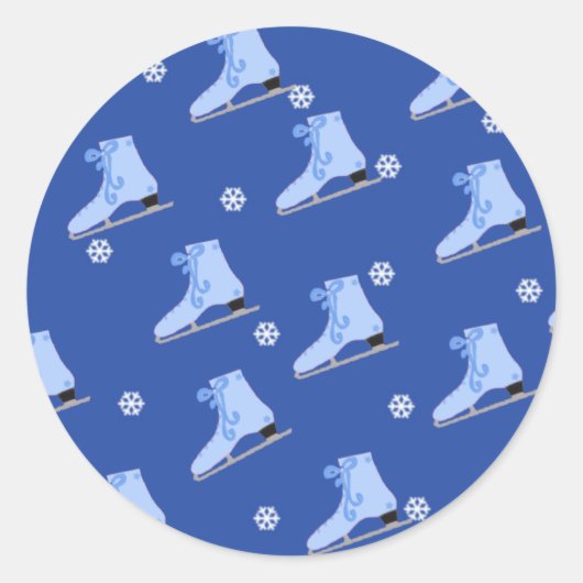 Blauw Ijs Schaatsen Ronde Sticker (Voorkant)