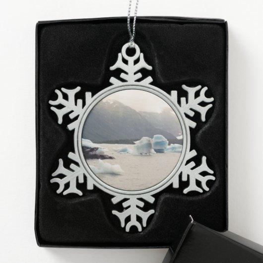 Blauw Ijs Tin Sneeuwvlok Ornament (Kistje)