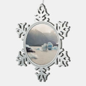 Blauw Ijs Tin Sneeuwvlok Ornament (Rechts)