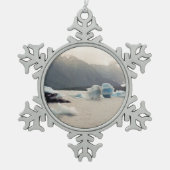 Blauw Ijs Tin Sneeuwvlok Ornament (Voorkant)