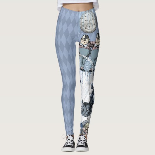 Blauw ijs zilver Alice in Wonderland Leggings (Voorkant)