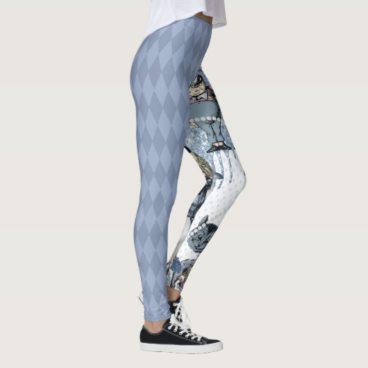 Blauw ijs zilver Alice in Wonderland Leggings (Rechts)