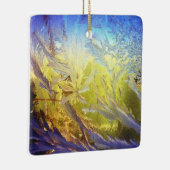 Blauw ijsbladeren keramisch ornament (Rechts)