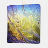 Blauw ijsbladeren keramisch ornament (Links)