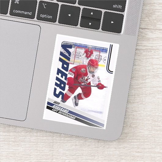 Blauw ijshockeyruilkaart sticker (Detail)