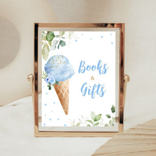 Blauw Ijsje Baby Borrel Boeken en Cadeaus Bord Poster