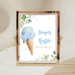 Blauw Ijsje Baby Shower Luiers Raffle Bord Poster