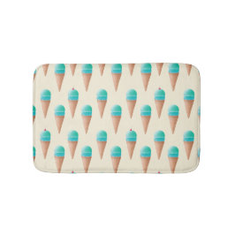 Blauw IJskonenpatroon, lichtgeel Badmat