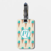 Blauw IJskonenpatroon, lichtgeel Bagagelabel (Achterkant verticaal)