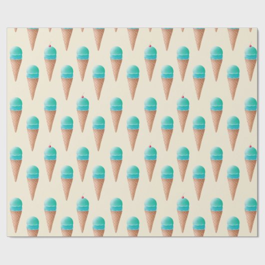 Blauw IJskonenpatroon, lichtgeel Cadeaupapier (Vlak)