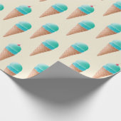 Blauw IJskonenpatroon, lichtgeel Cadeaupapier (Hoek)