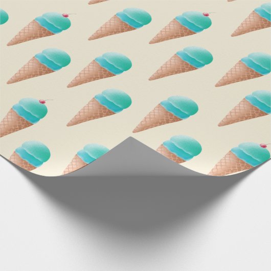 Blauw IJskonenpatroon, lichtgeel Cadeaupapier (Hoek)