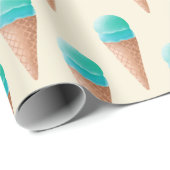 Blauw IJskonenpatroon, lichtgeel Cadeaupapier (Rol Hoek)