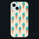 Blauw IJskonenpatroon, lichtgeel iPhone 15 Case<br><div class="desc">Met de hand getrokken ijsjes die op een crème/lichtgele achtergrond in een patroon zijn geplaatst. Het ijs is een heldere blauwe, op blauwe maan of bruinkool lijkende, en elke scoop is het perfecte soort ronde scoop. Sommige ijskernen hebben kersen op de top! Een zomerslot. De ijskegels zijn gesorteerd op een...</div>