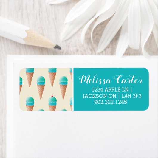 Blauw IJskonenpatroon, lichtgeel Etiket (Insitu)