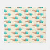 Blauw IJskonenpatroon, lichtgeel Fleece Deken (Voorkant (Horizontaal))