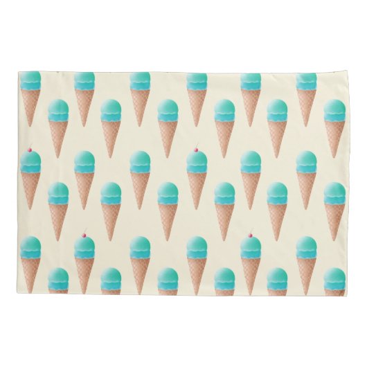 Blauw IJskonenpatroon, lichtgeel Kussensloop (Achterkant)