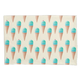 Blauw IJskonenpatroon, lichtgeel Kussensloop