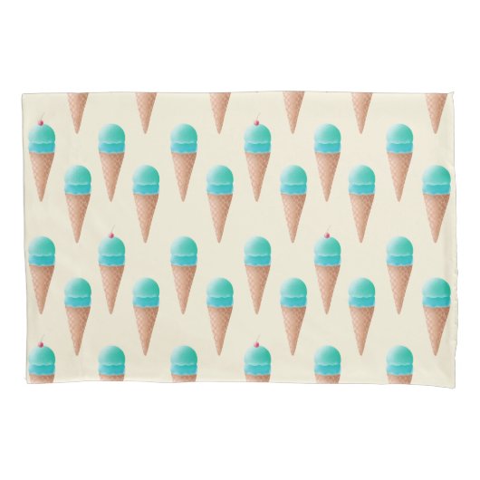 Blauw IJskonenpatroon, lichtgeel Kussensloop (Voorkant)