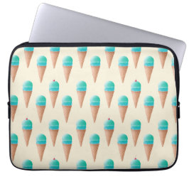 Blauw IJskonenpatroon, lichtgeel Laptop Sleeve