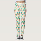 Blauw IJskonenpatroon, lichtgeel Leggings (Voorkant)
