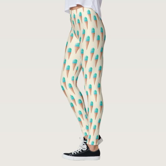 Blauw IJskonenpatroon, lichtgeel Leggings (Links)