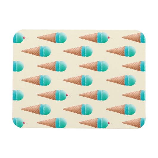 Blauw IJskonenpatroon, lichtgeel Magneet (Horizontaal)