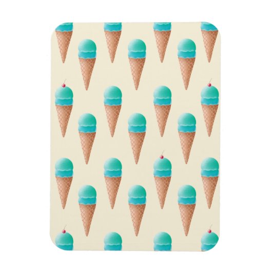 Blauw IJskonenpatroon, lichtgeel Magneet (Verticaal)