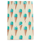 Blauw IJskonenpatroon, lichtgeel Medium Cadeauzakje (Voorkant)