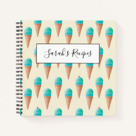 Blauw IJskonenpatroon, lichtgeel Notitieboek