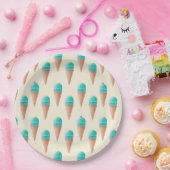 Blauw IJskonenpatroon, lichtgeel Papieren Bordje (Feest)