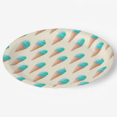 Blauw IJskonenpatroon, lichtgeel Papieren Bordje (Gekanteld)