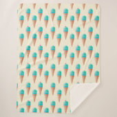 Blauw IJskonenpatroon, lichtgeel Sherpa Deken (Voorkant)