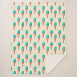 Blauw IJskonenpatroon, lichtgeel Sherpa Deken