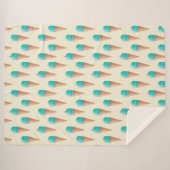 Blauw IJskonenpatroon, lichtgeel Sherpa Deken (Voorkant (horizontaal))