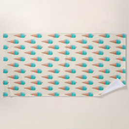 Blauw IJskonenpatroon, lichtgeel Strandlaken