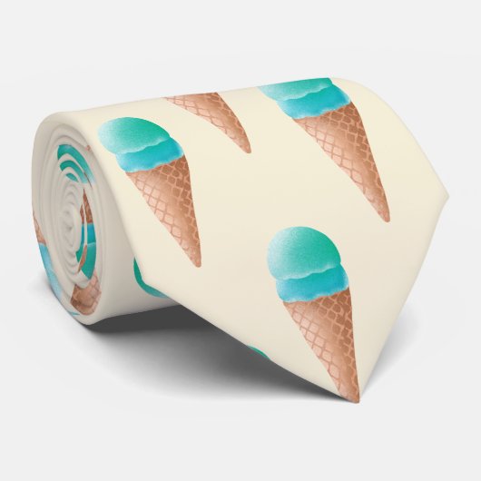 Blauw IJskonenpatroon, lichtgeel Stropdas (Opgerold)