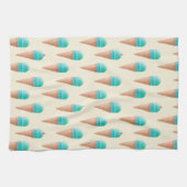 Blauw IJskonenpatroon, lichtgeel Theedoek (Horizontaal)