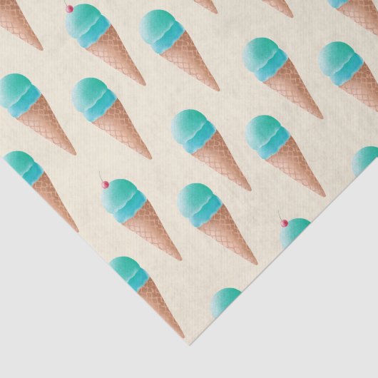 Blauw IJskonenpatroon, lichtgeel Tissuepapier (Detail)