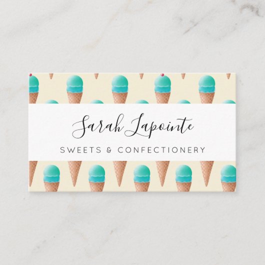 Blauw IJskonenpatroon, lichtgeel Visitekaartje (Voorkant)